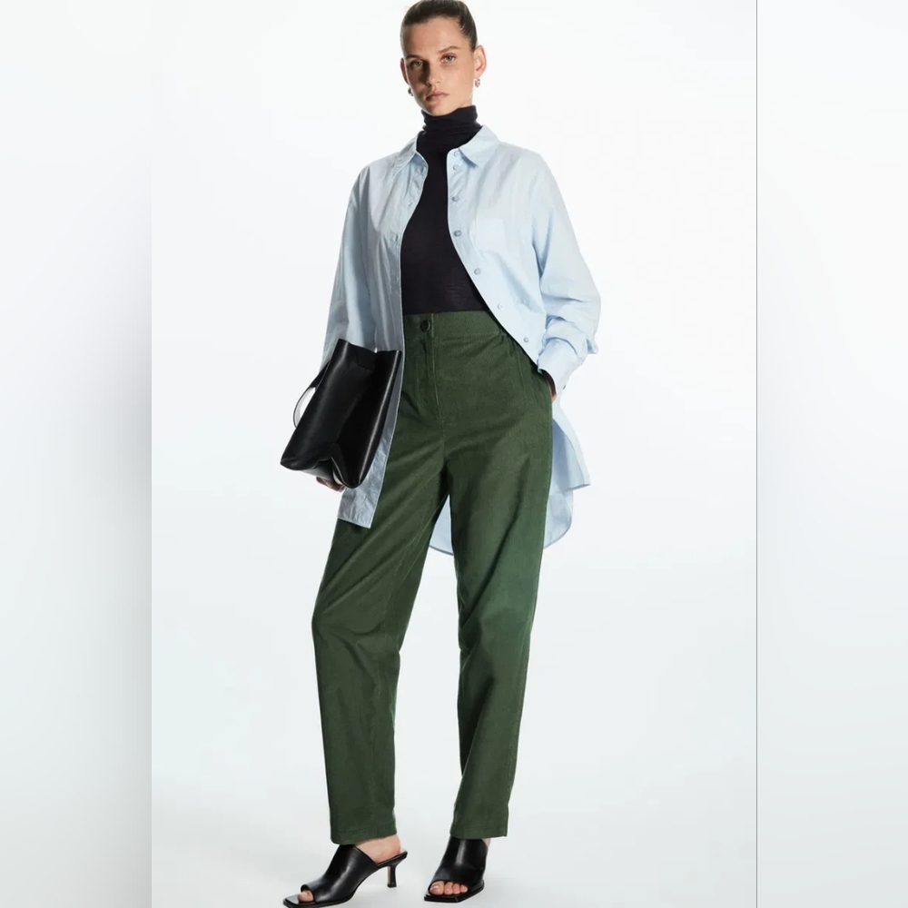 COS Relaxed Fit Corduroy Trouser Green size 6